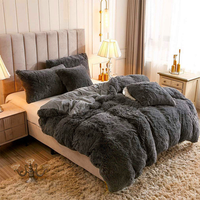 Plush winter quilt cover three-piece and four-piece bedding set