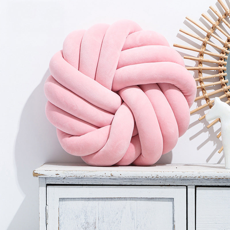 Knotted ball velvet decorative cushion with pp cotton filling