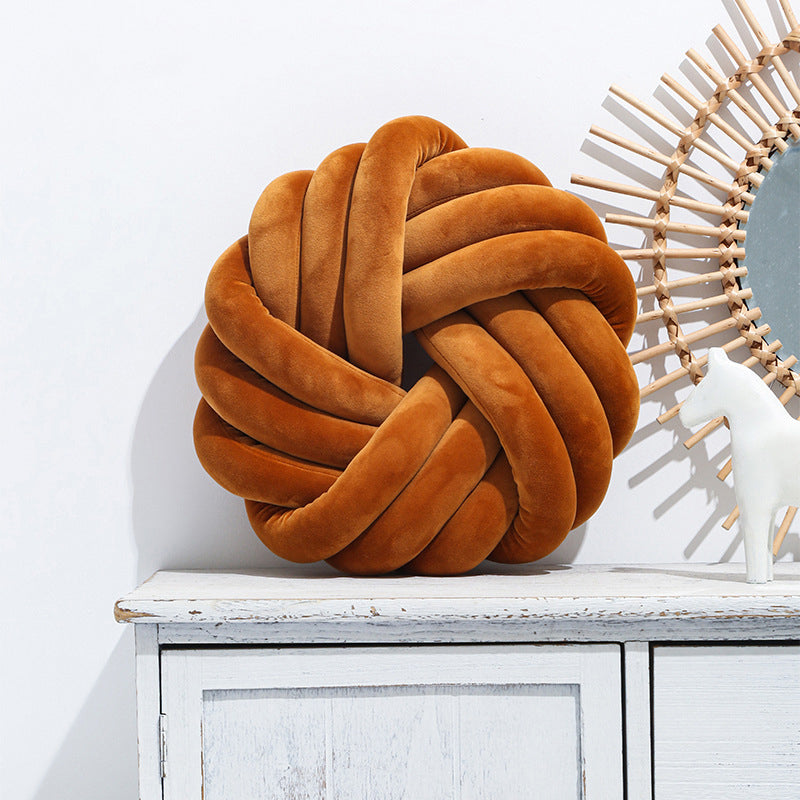 Knotted ball velvet decorative cushion with pp cotton filling