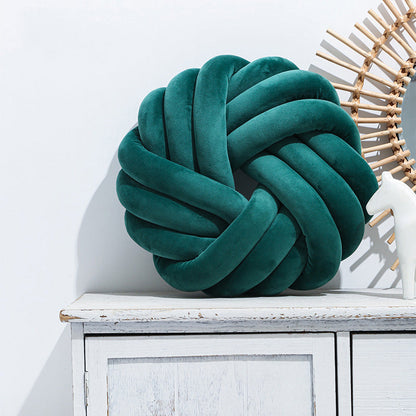 Knotted ball velvet decorative cushion with pp cotton filling