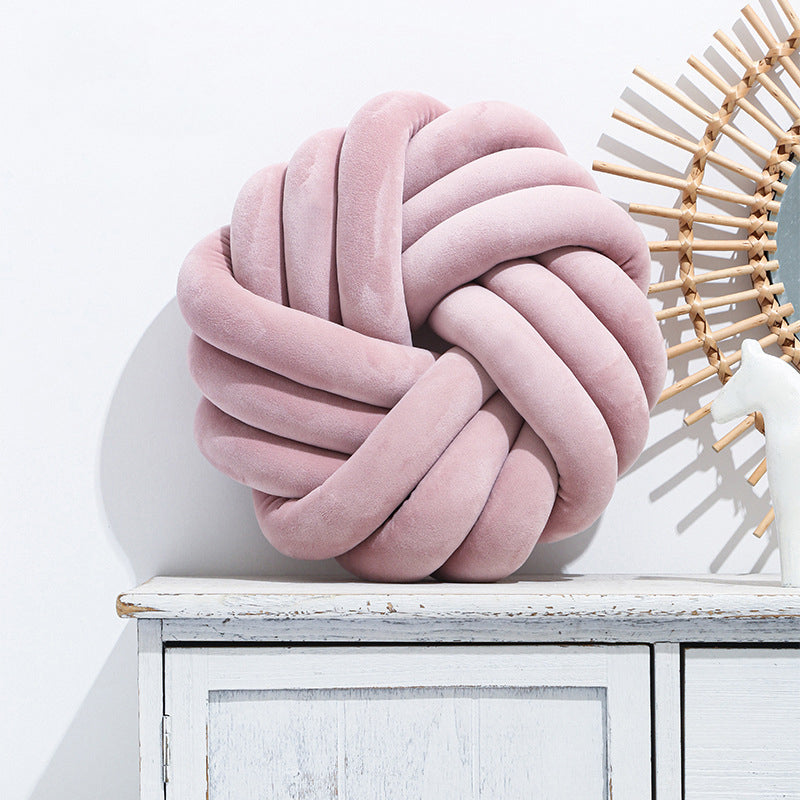 Knotted ball velvet decorative cushion with pp cotton filling