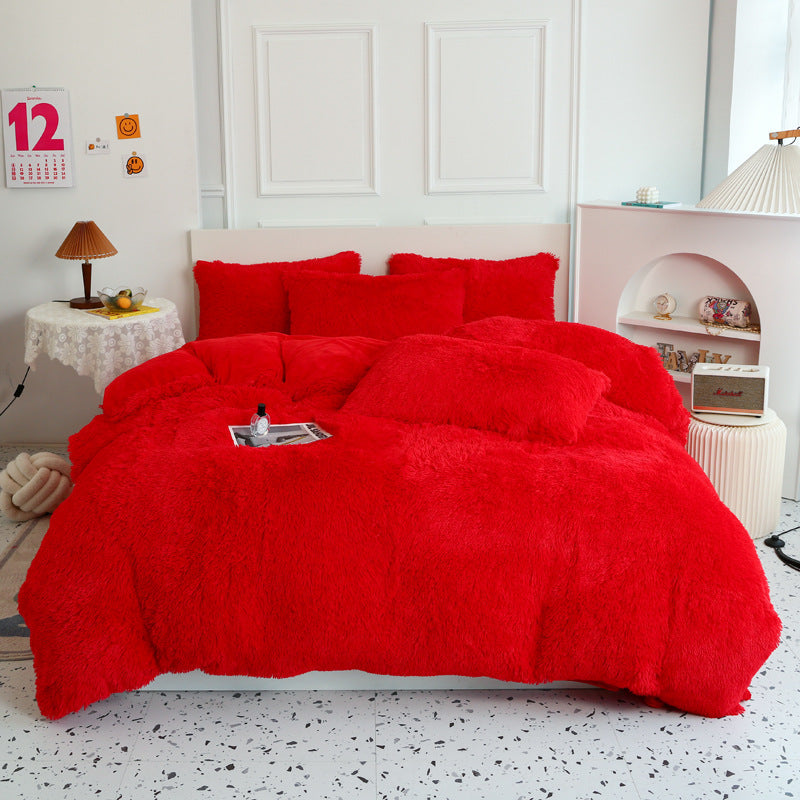 Plush winter quilt cover three-piece and four-piece bedding set