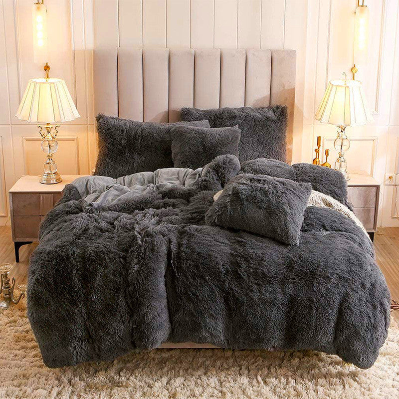 Plush winter quilt cover three-piece and four-piece bedding set